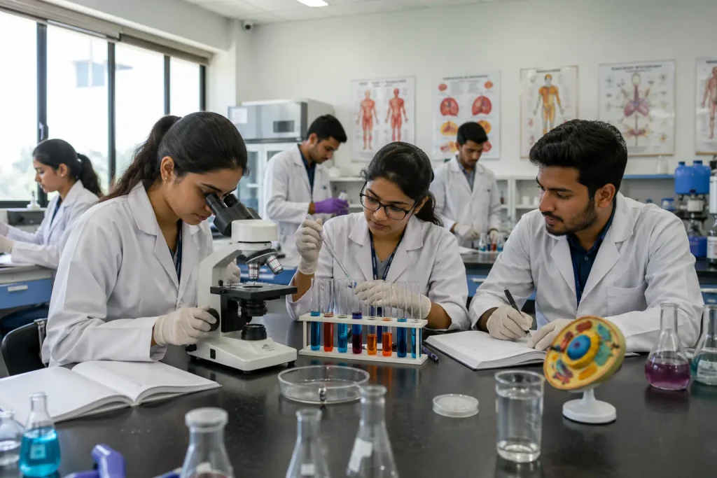 ITHS students in health science laboratory — BSc courses after 12th PCB in India