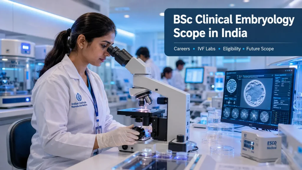 BSc Clinical Embryology student working in IVF lab — ITHS India career scope